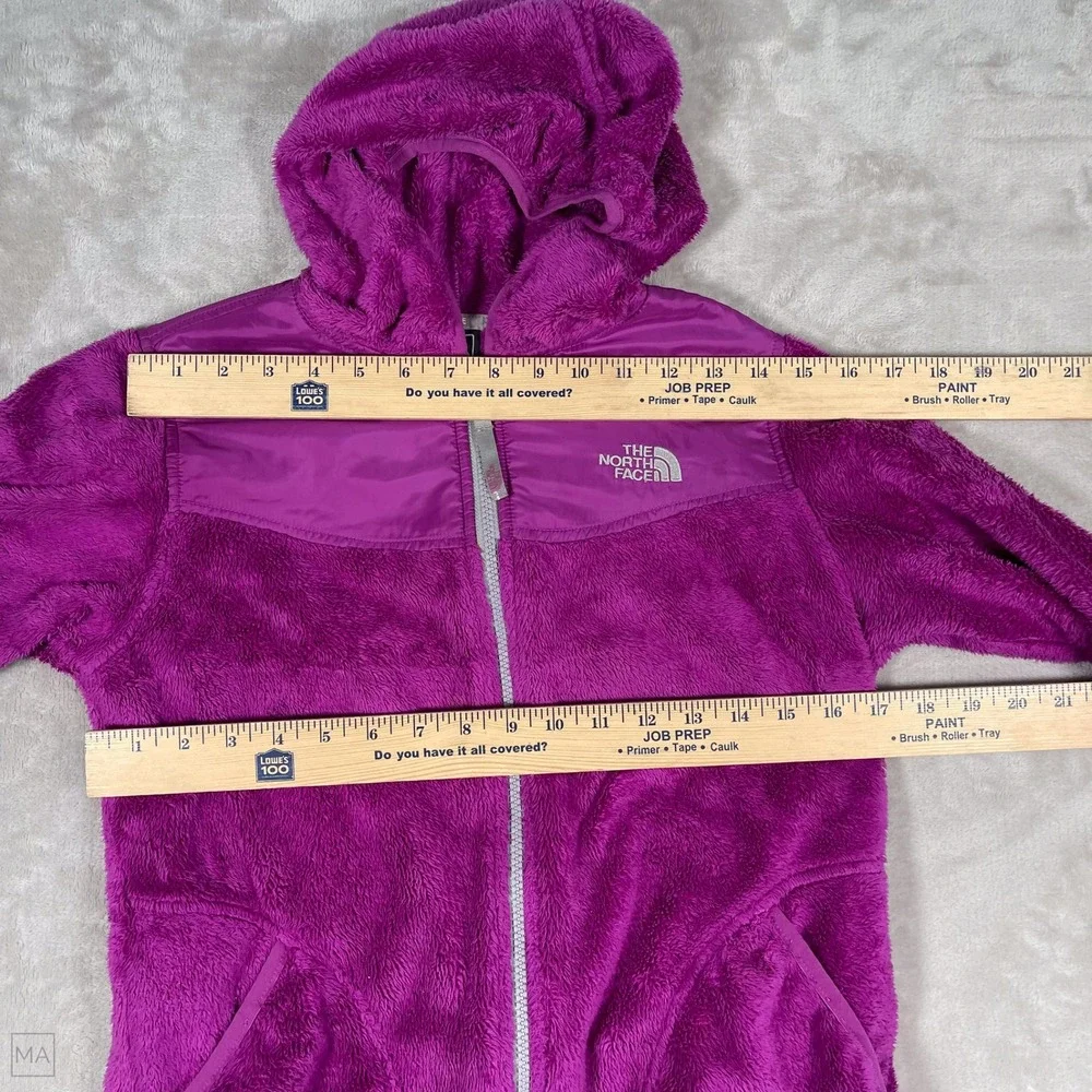 The North Face Girls Full Zip Jacket Fleece Fuzzy Hoody Outdoors L 14_16 Fuchsia